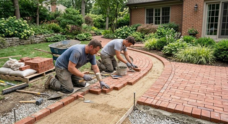 Brick Hardscape Installation in Manchester, NH