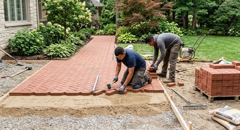 Brick Hardscape Installation in Boston, MA