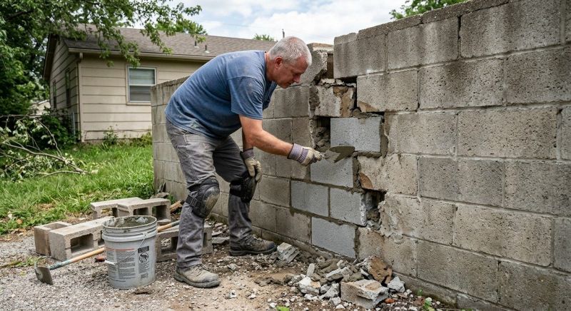 Concrete Block Wall Repair in Cleveland, OH